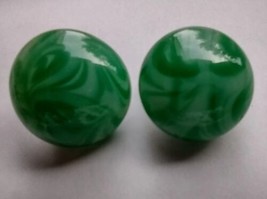Antique Earrings Green Swirl Made In France - £39.86 GBP