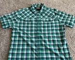 Helly Hansen Button Up Shirt Men&#39;s Size XL Green Plaid Short Sleeve Logo... - $18.69