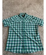 Helly Hansen Button Up Shirt Men&#39;s Size XL Green Plaid Short Sleeve Logo... - £14.78 GBP