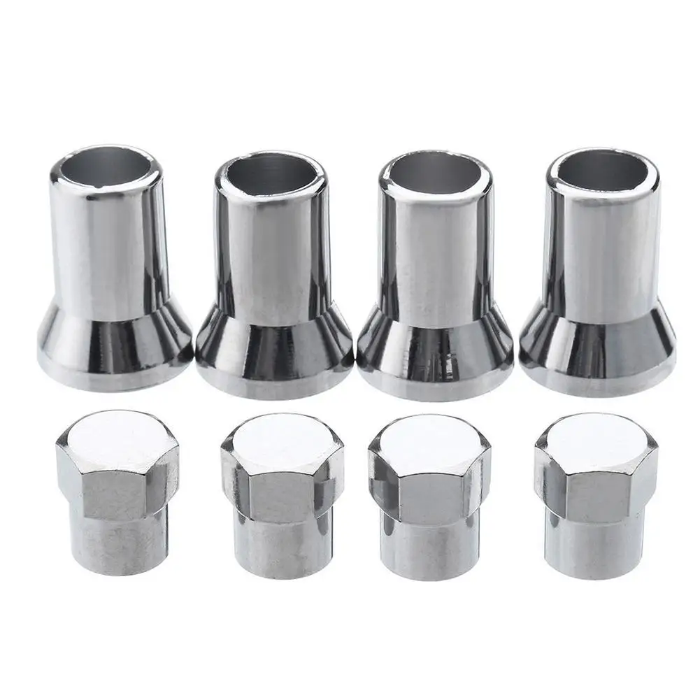 4Pcs TR413 Chrome Car Truck Tire Valve Caps with Sleeve Covers - £9.86 GBP