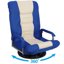 360 Degree Swivel Gaming Floor Chair W/Armrest Handles Foldable Adjustable Back - £85.60 GBP