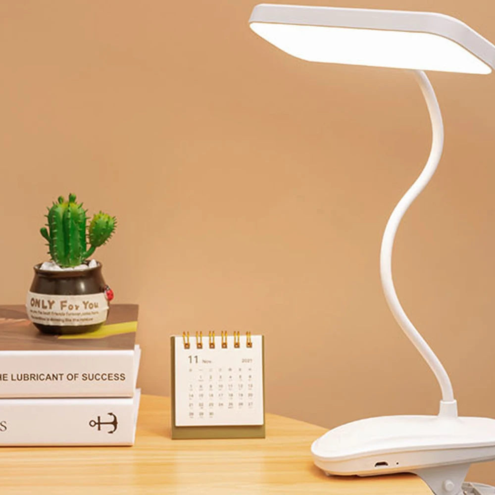 Flexible Table Lamp with Clip Stepless Dimming Led Desk Lamp Rechargeable - $7.93
