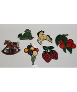 6 Vintage Leaded Stained Glass Assorted Fruit Horse Hanging Suncatchers  - $23.14