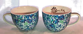 Two Lily Pulitzer Floral Coffee Mugs Mint - £11.95 GBP