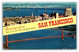 Doppio Vista Banner Greetings San Francisco California Ca Unp Cromo Postcard V10 - £3.17 GBP