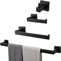 Tocten 4 Pcs Bathroom Hardware Set 304 Thicken Stainless Steel-, Matte Black - $43.02