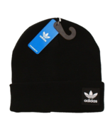 Adidas Men&#39;s One Size Black Cuff Grove Knit Beanie Trefoil Logo - $39.59