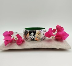 Painted wooden Resin Bracelet bangle Inspired by Frida Kahlo Art Quotes by Frida - £37.99 GBP