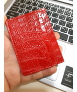 Red Crocodile Belly Skin Card Holder Real Leather Alligator Hand Carry W... - $2,803.77 MXN