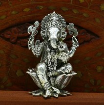 925 sterling silver Gorgeous Lord Ganesha statue, figurine, puja article... - $267.29