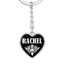 Rachel v01w - Heart Pendant Luxury Keychain Personalized Name - £23.60 GBP