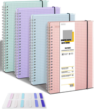4 Pack Graph Notebook, 5.9 X 8.3 Inches Spiral Notebooks for Work, School and Jo - £20.07 GBP