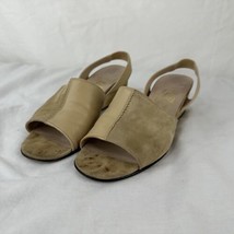 Salvatore Ferragamo Vintage Tan Suede &amp; Leather Slingback Wedges Size 7 B Italy - $95.07