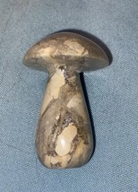 Stone Crystal Mushroom Agate Cream &amp; Gray  Polished  1” W X 1.25” H - £6.07 GBP