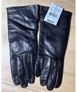 Size 6 1/2 NEW Bloomingdale&#39;s Black Leather Gloves with Cashmere Lining ... - $547.59 MXN