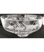 Lenox Crystal Etched Frosted Cats Kittens Bowl Round 10&quot; Very Heavy Exce... - $70.13