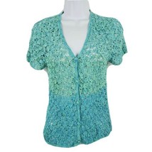 JH Collectibles Crochet Lace Blouse Womens Button Down Top Size L Petite - £16.74 GBP