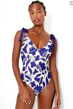 Kate Spade Zigzag Bow 1 Pc V-NECK Swimsuit Bathing Suit Blue Berry Sz Lnwt! - £66.88 GBP