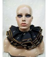 Black Orange Ruffle Clown Collar Gothic Jester Mime Renaissance Queen Vi... - €12,61 EUR