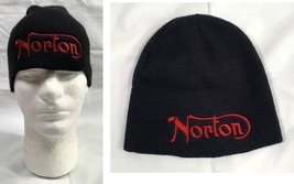 Norton Motorcycles Beanie Hat Embroidered Red Logo Black Acrylic - £17.95 GBP