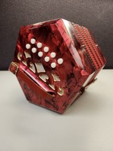 Vintage Red Concertina Squeezebox Accordian - £173.07 GBP