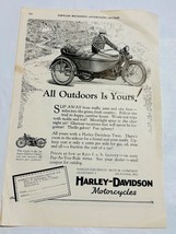 1927 Harley Davidson *All Outdoors is Yours!* Motorcycle AD Popular Mech... - $10.38
