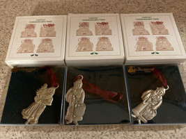 Set of 3 Longaberger Vintage Pewter Commemorative Santa Ornaments  - £12.94 GBP
