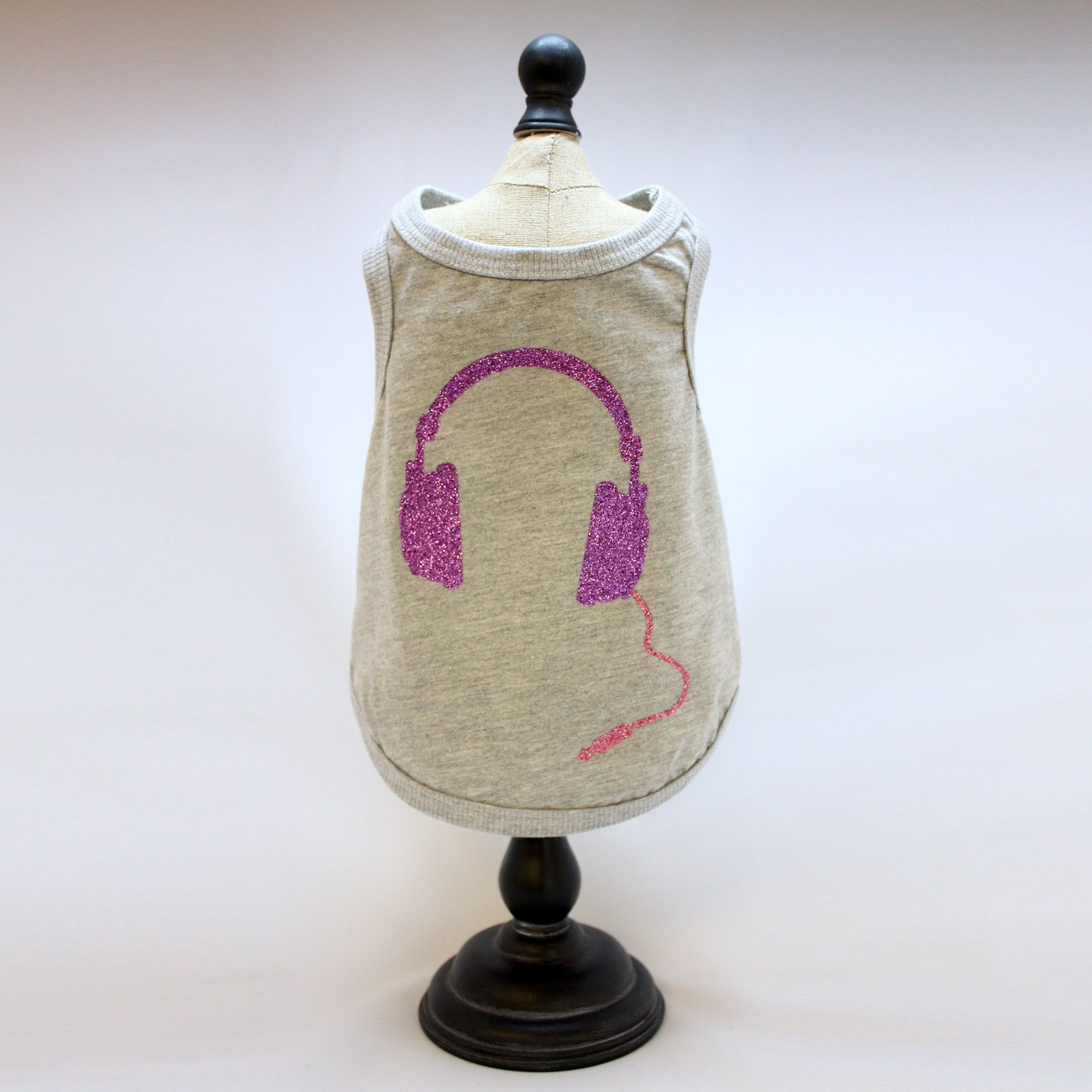Alphadog Series Headphone glitter printed Tank top T-Shirt for your Dog ... - $7.99