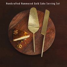 Gold Wedding Cake Serving Set - Hammered Finish - Elegantly Handcrafted - £35.39 GBP