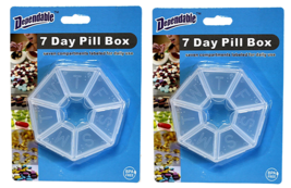 2 Pack Round 7 Day Pill Box Purse Travel Home Medicine Dispenser 3&quot; BPA Free NEW - £6.22 GBP