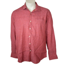 Lombard Mens Large Red Long Sleeve Linen Shirt Resort Wear Travel Vacation - £43.01 GBP