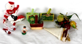 Christmas Ornaments -Lot of 12 Mixed Lot- Wood, Plastic, Basket, Snoopy Vintage - $10.36