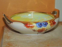 Antique 7.5+&quot; Bowl MZ Austria porcelain handled grape gold edge Kenwood - $31.49