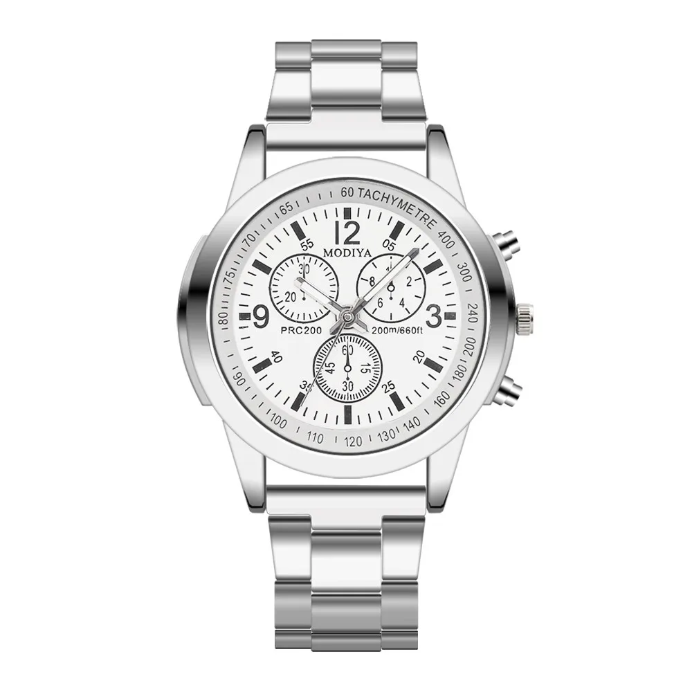 Clic Geneva Silver Men Watch Crystal Gl Stainless Steel og Wrist Watch   Masculi - £86.70 GBP