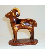 1990 Lester Breininger Glazed Redware Figurine Brown Ram or Goat Yellow ... - £218.85 GBP