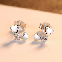 Xiaohongshu Creative Heart-To-Heart Zircon-Encrusted Stud Earrings Ears - £8.00 GBP