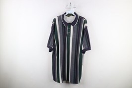 Vintage 90s Streetwear Mens 2XB Faded Striped Color Block Collared Polo Shirt - £32.11 GBP