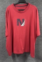 NAUTICA T-Shirt Mens 3XLT Red Pullover Cotton Crew Neck Stretch Short Sleeve - £16.97 GBP