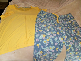 New Womens Xxl Sonoma Pajamas Pjs Yellow Daisy Print Pants &amp; Top S/S - £19.70 GBP