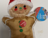 Dog Pet Toy Squeaker Chew Level 2 Gingerbread Man Plush Brown Red - $9.89