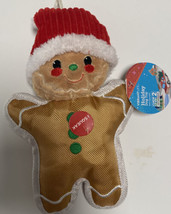 Dog Pet Toy Squeaker Chew Level 2 Gingerbread Man Plush Brown Red - £7.81 GBP