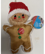 Dog Pet Toy Squeaker Chew Level 2 Gingerbread Man Plush Brown Red - £7.72 GBP