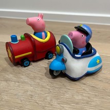 Peppa Pig Jazwares 2 Car Racers Police Train Figures Cake Toppers - £10.62 GBP