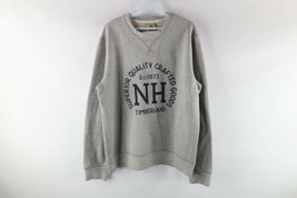 Vintage Timberland Mens Large Spell Out Elbow Patch Crewneck Sweatshirt Gray - £35.57 GBP