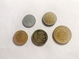 Colombia &amp; Costa Rica Coin Lot 5x Mixed Pesos Colones Old Latin America Set - $6.90 CAD