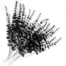 26 Pcs Black Artificial Stems Faux Halloween Flowers Es Real Touch Leaf Centerpi - £23.97 GBP