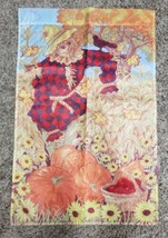 Vintage Toland Leading By Design Scarecrow Autumn Garden Art Flag 23.5&quot;x35.75&quot; - £10.07 GBP