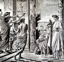 Alcibiades Dances Amid Plague And War 1913 Plate Print 2 Page History DW... - $39.99