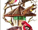 Birds at Bird Feeder Artist Signed By Alfred Fuller UNP Unused Postcard - $4.17