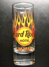 Hard Rock Hotel Las Vegas Shot Glass Tall Size Red Yellow Flames Background Logo - £6.33 GBP